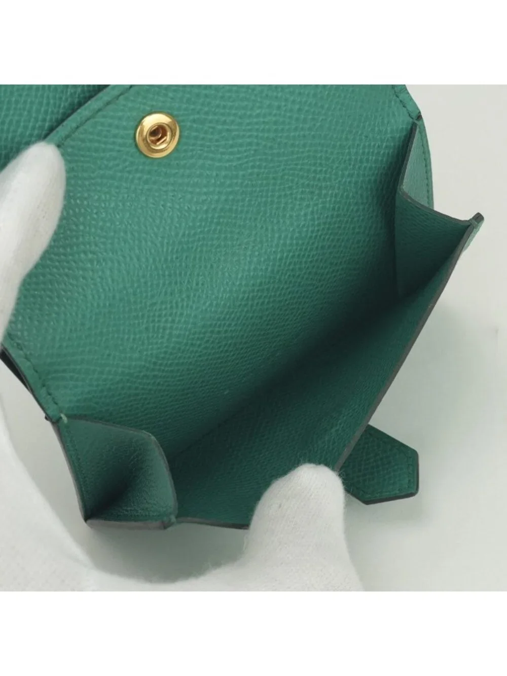 Hermes Bearn Mini Wallet with Coin Purse Bifold Mini Epsom Vert Vertigo Green